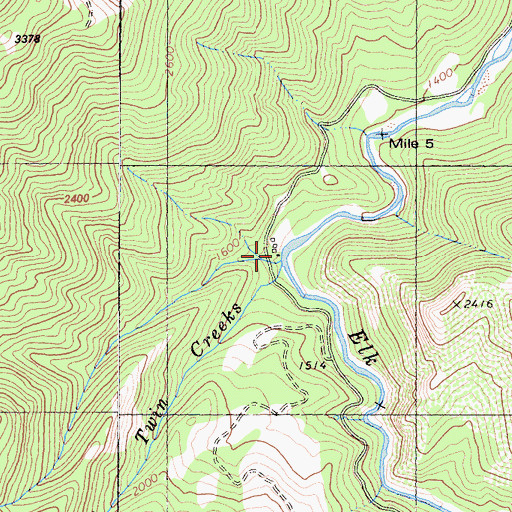 Topographic Map of Twin Creeks, CA