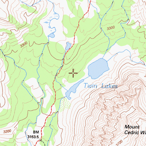 Topographic Map of Twin Lakes, CA