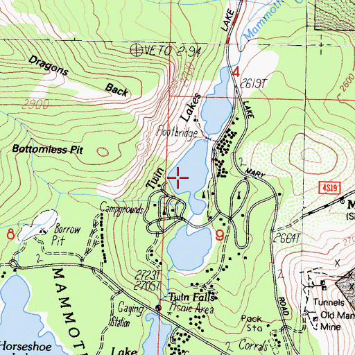 Topographic Map of Twin Lakes, CA