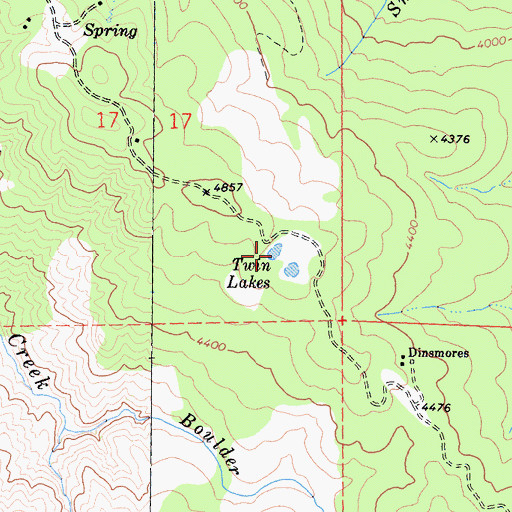 Topographic Map of Twin Lakes, CA