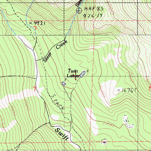 Topographic Map of Twin Lakes, CA