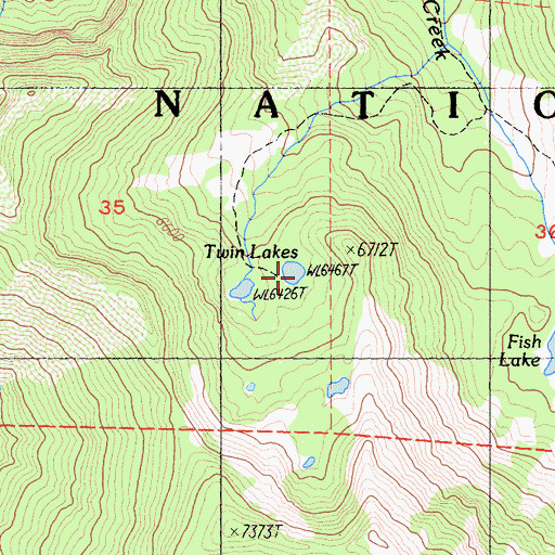 Topographic Map of Twin Lakes, CA