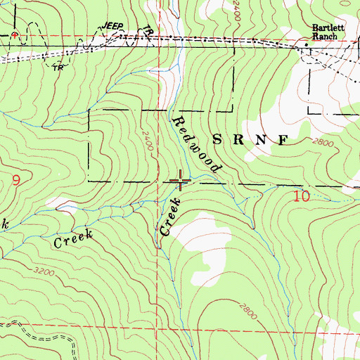 Topographic Map of Twin Lakes Creek, CA