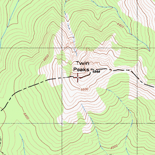 Topographic Map of Twin Peaks, CA