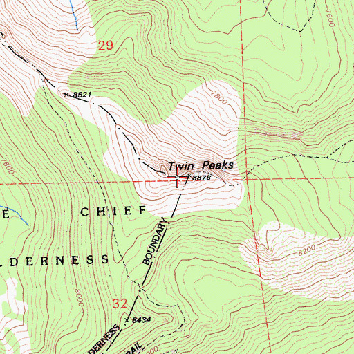 Topographic Map of Twin Peaks, CA