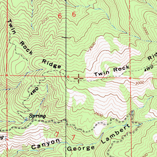 Topographic Map of Twin Rock Ridge, CA