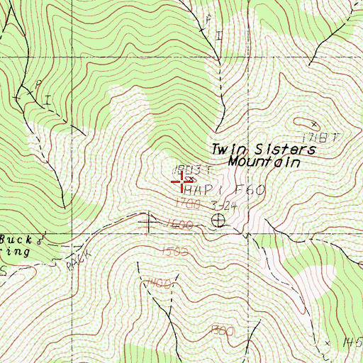 Topographic Map of Twin Sisters Mountain, CA