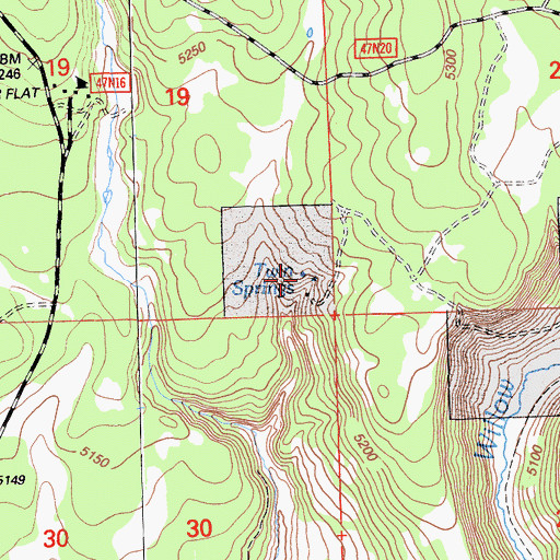 Topographic Map of Twin Springs, CA