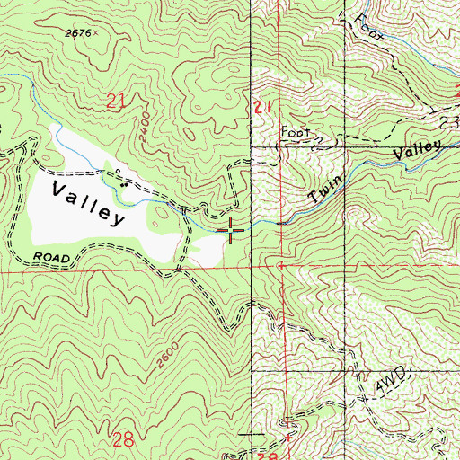 Topographic Map of Twin Valley, CA