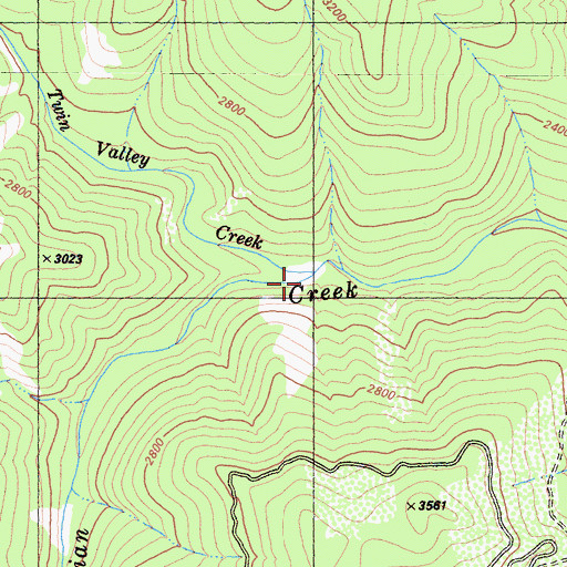 Topographic Map of Twin Valley Creek, CA