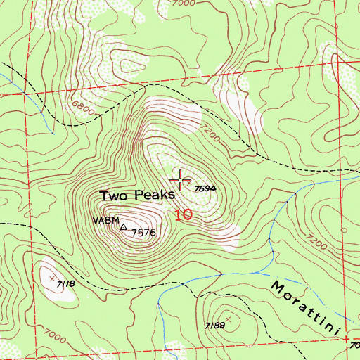 Topographic Map of Two Peaks, CA