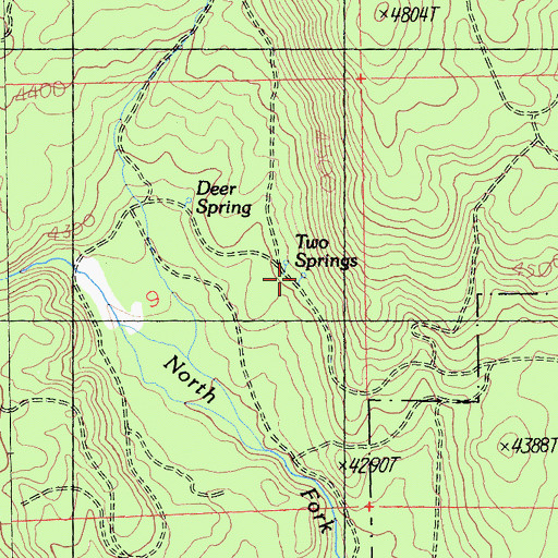 Topographic Map of Two Springs, CA