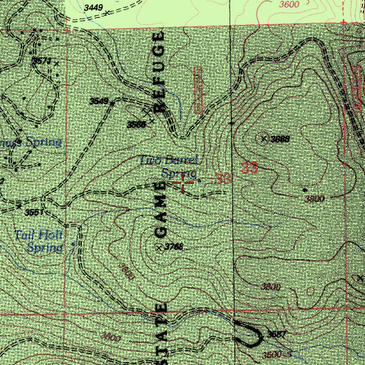Topographic Map of Two-Barrel Spring, CA