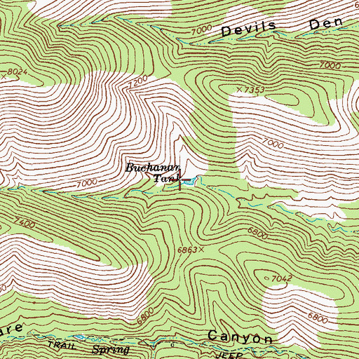 Topographic Map of Buchanan Tank, AZ