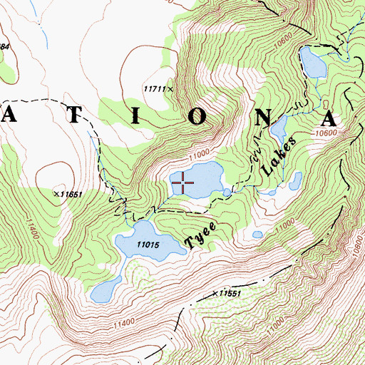 Topographic Map of Tyee Lakes, CA