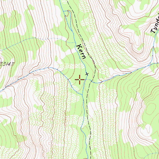 Topographic Map of Tyndall Creek, CA
