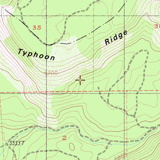 Topographic Map of Typhoon Ridge, CA