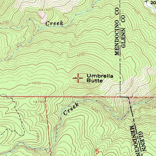 Topographic Map of Umbrella Butte, CA