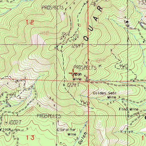 Topographic Map of Umpah Mine, CA