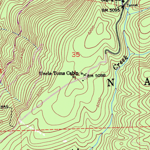 Topographic Map of Uncle Toms Cabin, CA