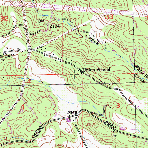 Topographic Map of Union School, CA
