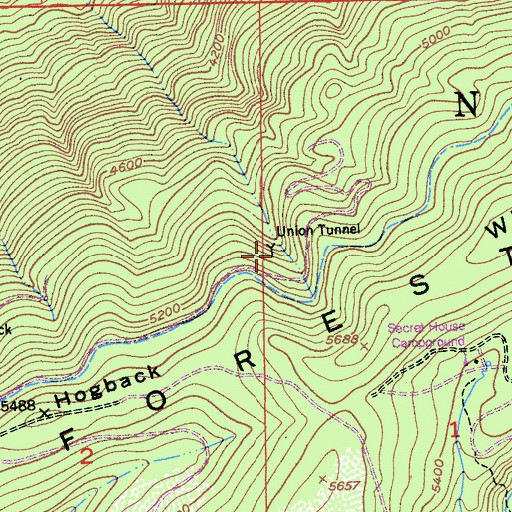 Topographic Map of Union Tunnel, CA