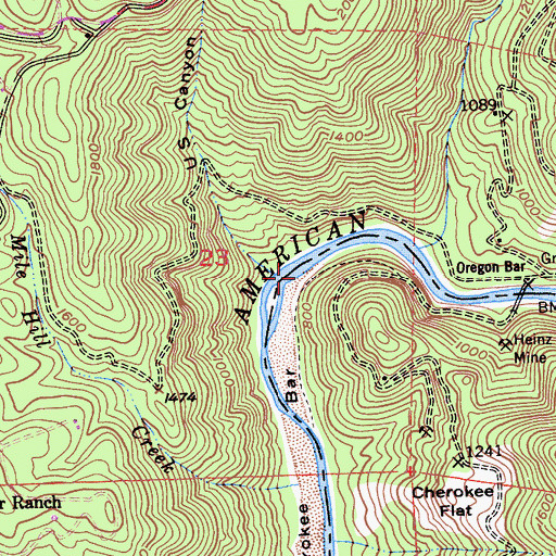 Topographic Map of United States Canyon, CA
