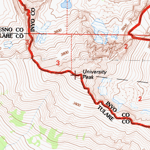 Topographic Map of University Peak, CA