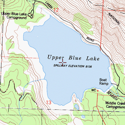 Topographic Map of Upper Blue Lake, CA