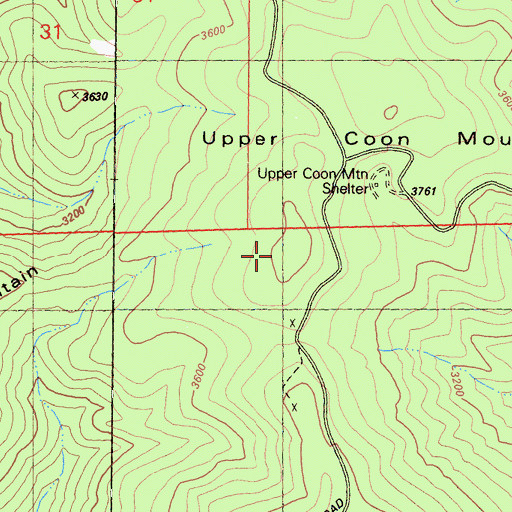 Topographic Map of Upper Coon Mountain, CA