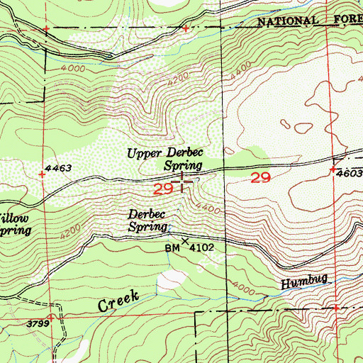Topographic Map of Upper Derbec Spring, CA