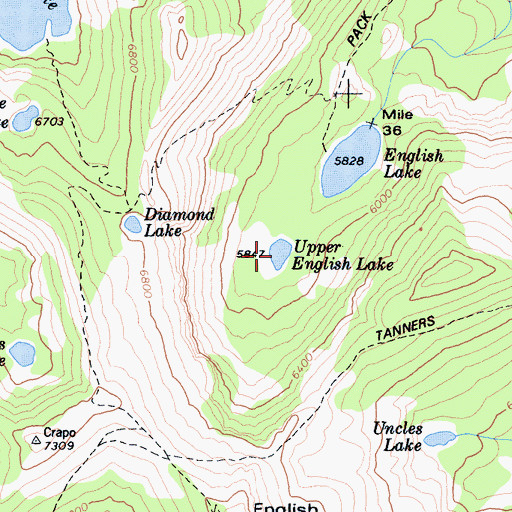 Topographic Map of Upper English Lake, CA