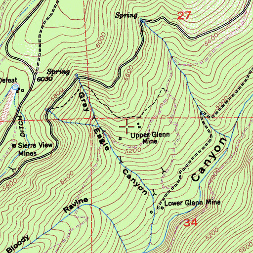 Topographic Map of Upper Glenn Mine, CA