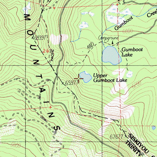 Topographic Map of Upper Gumboot Lake, CA