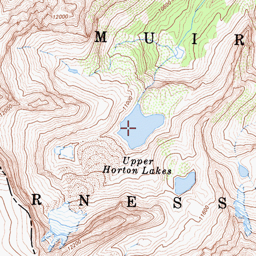 Topographic Map of Upper Horton Lakes, CA