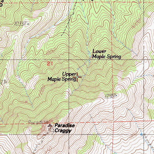 Topographic Map of Upper Maple Spring, CA