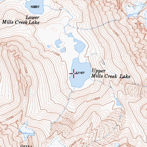 Topographic Map of Upper Mills Creek Lake, CA