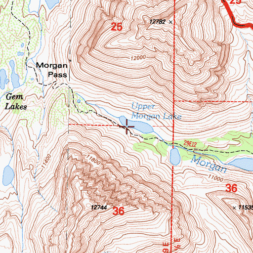 Topographic Map of Upper Morgan Lake, CA