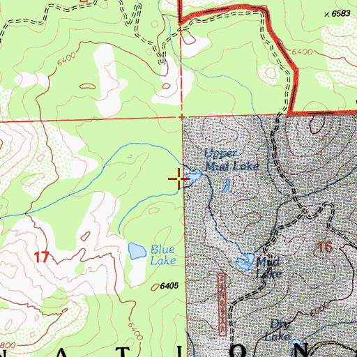 Topographic Map of Upper Mud Lake, CA