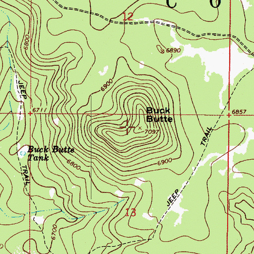 Topographic Map of Buck Butte, AZ