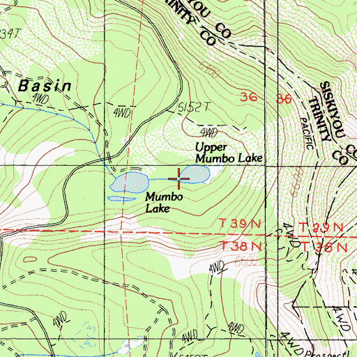 Topographic Map of Upper Mumbo Lake, CA
