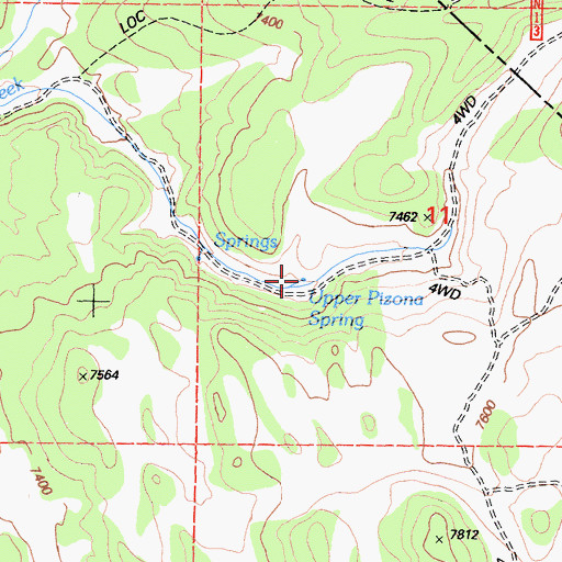 Topographic Map of Upper Pizona Spring, CA