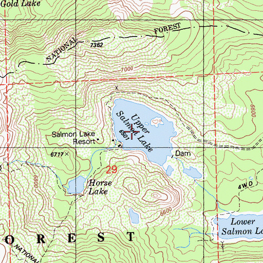 Topographic Map of Upper Salmon Lake, CA