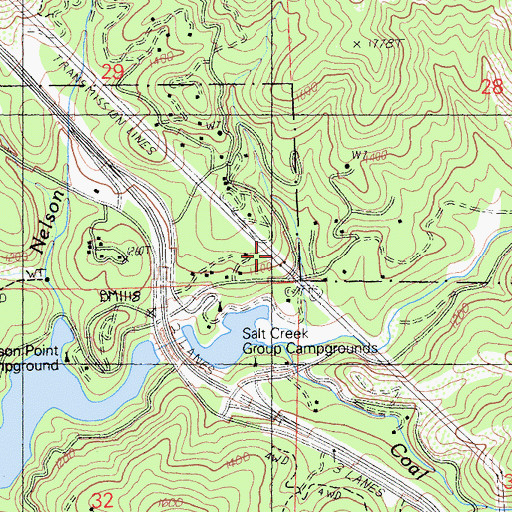 Topographic Map of Upper Salt Creek Resort, CA