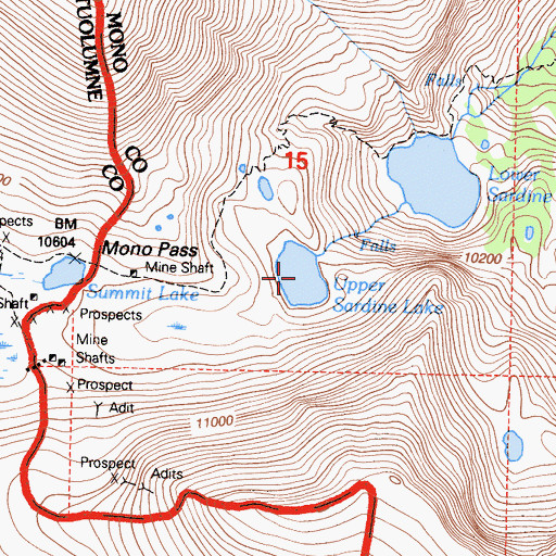 Topographic Map of Upper Sardine Lake, CA