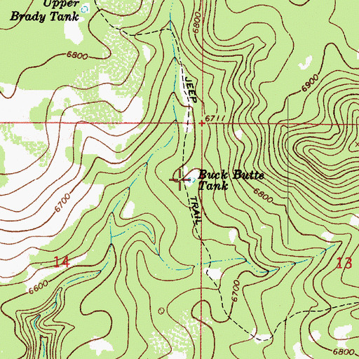 Topographic Map of Buck Butte Tank, AZ