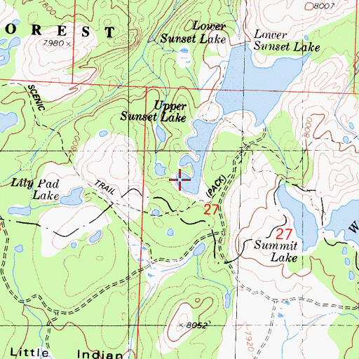 Topographic Map of Upper Sunset Lake, CA