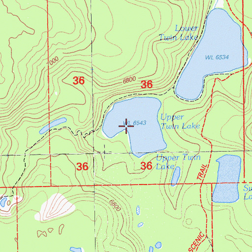 Topographic Map of Upper Twin Lake, CA