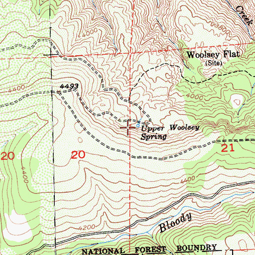 Topographic Map of Upper Woolsey Spring, CA