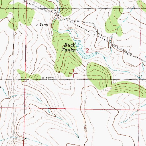 Topographic Map of Buck Dam, AZ